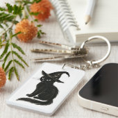 Porte-clés Chat de sorcière – Illustration d'Halloween à l'en (Devant droit)