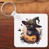 Porte-clés Chat de sorcière pour Halloween (Recto)