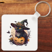 Porte-clés Chat de sorcière pour Halloween (Verso)