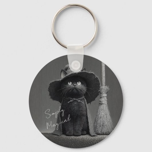 Porte-clés Chat de sorcière simplement magique (Recto)