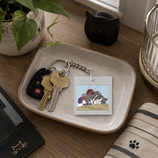 Porte-clés Chat de tricot drôle Fil emmêlé Humour de loisirs