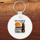 Porte-clés Chat d'Halloween Choses Effrayantes Sorcière Drôle (Recto)