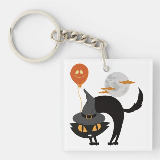 Porte-clés Chat d'Halloween éffrayant (Devant)