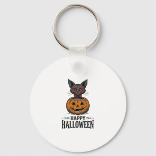 Porte-clés Chat d'Halloween Mignon Citrouille Vintage Épouvan