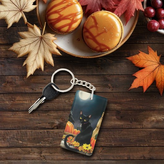 Porte-clés Chat d'Halloween noir