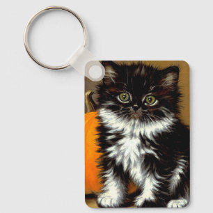 Porte-clés Chat d'Halloween noir et blanc vintage