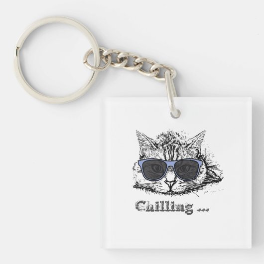 Porte-clés Chat Drôle Chilling Avec De Mignonnes Lunettes De (Devant)