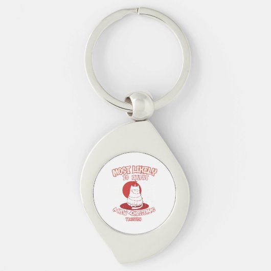 Porte-clés Chat drôle le plus susceptible d'inventer une nouv (Devant)