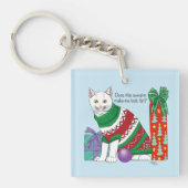 Porte-clés Chat drôle moche de Noël (Devant)