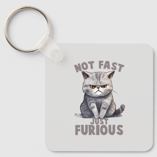 Porte-clés Chat Drôle - Pas Rapide, Juste Furieux (Recto)