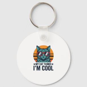 Porte-clés Chat Drôle Pense Que Je Suis Cool Vintage