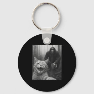 Porte-clés Chat Drôle Surpris Happy Selfie Avec Bigfoot Doin