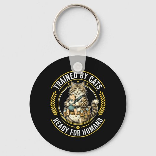 Porte-clés Chat Drôle Tactique Militaire Parent De Chat Bébé (Recto)