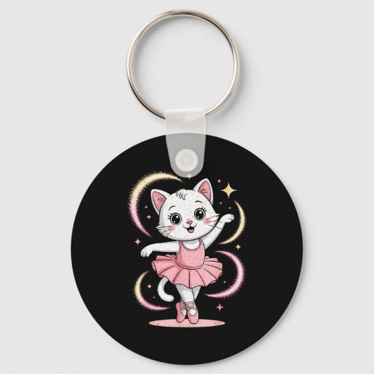 Porte-clés Chat Drôle Tutu Danse de Ballet Ballet (Recto)