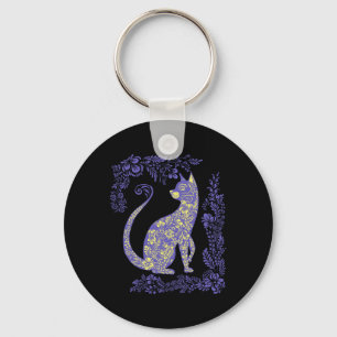 Porte-clés Chat d'Ukraine Mignon Floral Vintage Ukrainien Vys