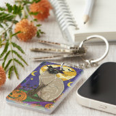 Porte-clés Chat éffrayant Siamese Halloween sorcière et Citro (Devant droit)