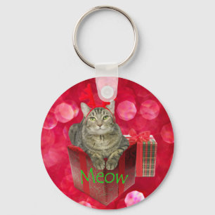 Porte-clés Chat en attente de Père Noël