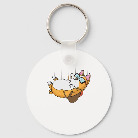 Porte-clés Chat en parachute avec parachute (Recto)