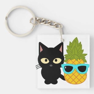 Porte-clés chat et ananas sont les meilleurs amis