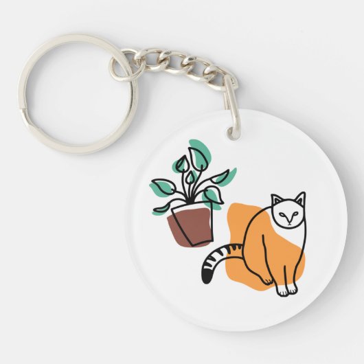 Porte-clés Chat et le plante (Devant)