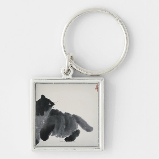 Porte-clés Chat et papillon (Devant)