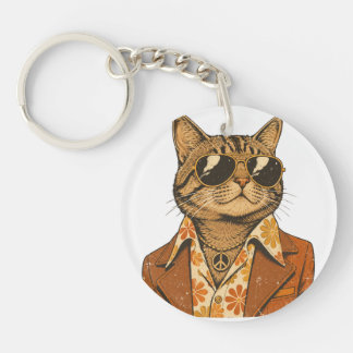 Porte-clés Chat et renard cool groovy des années 70