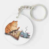 Porte-clés Chat et Souris Jouant aux Échecs (Dos)