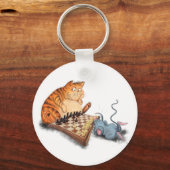 Porte-clés Chat et souris Jouer aux échecs Dessin drôle (Recto)