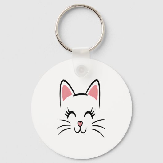 Porte-clés Chat Face Whiskers Imprimer L'Amour Halloween (Recto)