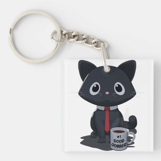 Porte-clés Chat Faisant un Excellent Travail Numéro Un (Devant)