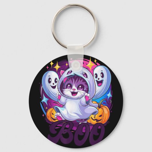 Porte-clés chat fantôme Boo (Recto)