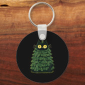 Porte-clés Chat Festif Drôle Dans L'Arbre De Noël (Recto)