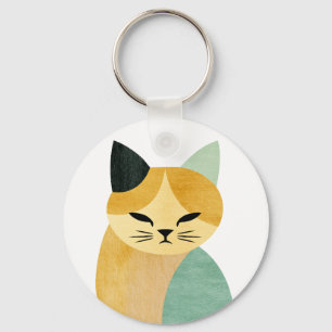 Porte-clés Chat géométrique minimaliste scandinave moderne