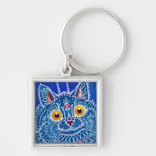 Porte-clés Chat gothique bleu (Devant)
