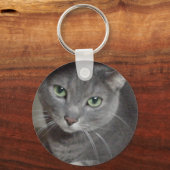 Porte-clés Chat gris bleu russe (Recto)