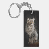 Porte-clés Chat gris duveteux  (Devant gauche)