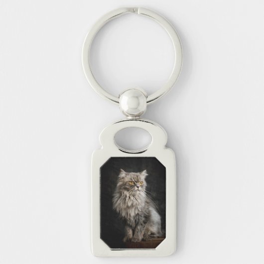 Porte-clés Chat gris duveteux  (Devant)