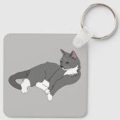 Porte-clés Chat gris et blanc Tuxedo (Dos)
