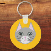 Porte-clés Chat gris, Jaune (Recto)