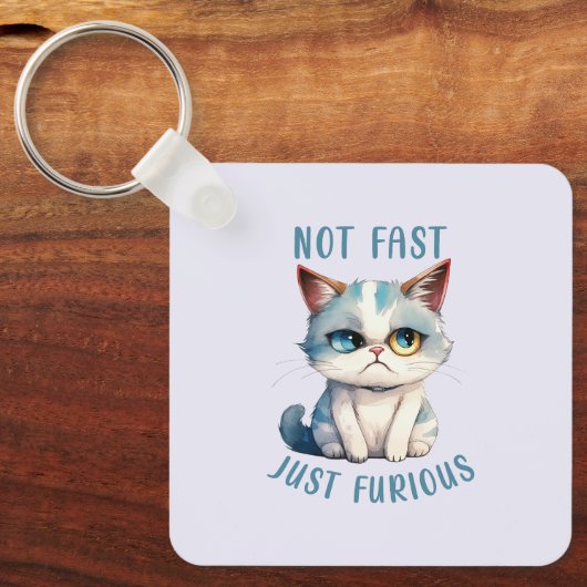 Porte-clés Chat Grumpy - Pas Rapide, Juste Furieux (Recto)