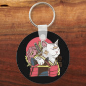 Porte-clés Chat guerrier samouraï (Recto)