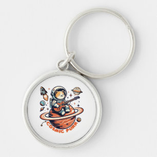 Porte-clés Chat guitariste astro Cosmic Purr