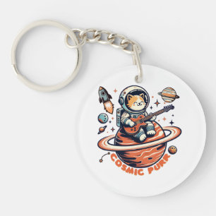 Porte-clés Chat guitariste astro Cosmic Purr