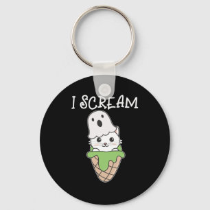 Porte-clés Chat Halloween Ghost I Scream Ice Cream Pun