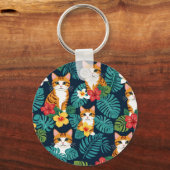Porte-clés Chat Hawaiian style chemise motif gingembre tropic (Verso)