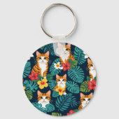 Porte-clés Chat Hawaiian style chemise motif gingembre tropic (Verso)