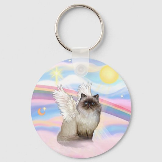Porte-clés Chat Himalayen pointe chocolat Ange (Recto)