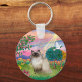 Porte-clés Chat Himalayen pointe chocolat - Ange des nuages (Recto)