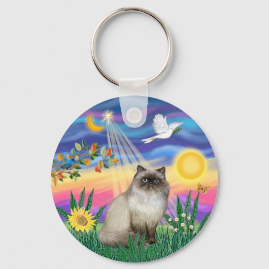 Porte-clés Chat Himalayen pointe chocolat - Crépuscule (Recto)