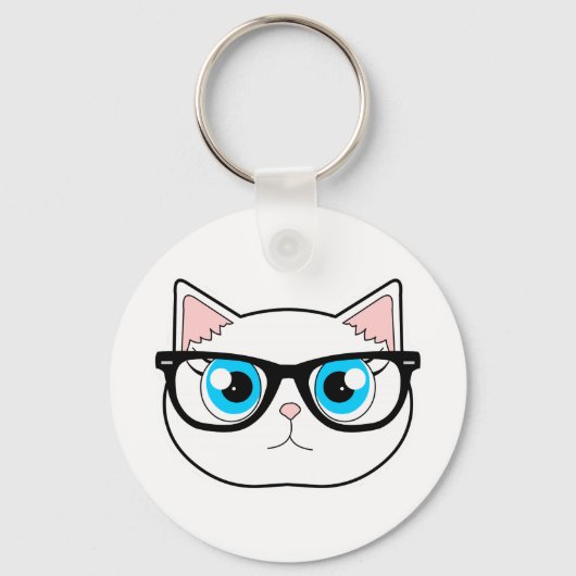 Porte-clés Chat Hipster (Recto)